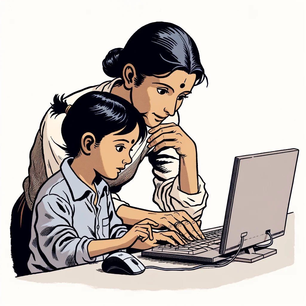 moeder-dochter-computer